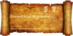 Benedikty Nikander névjegykártya
